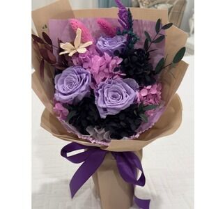 Savile Row Preserved Purple Rose Flower Bouquet Gift Floral Arrangement 12in